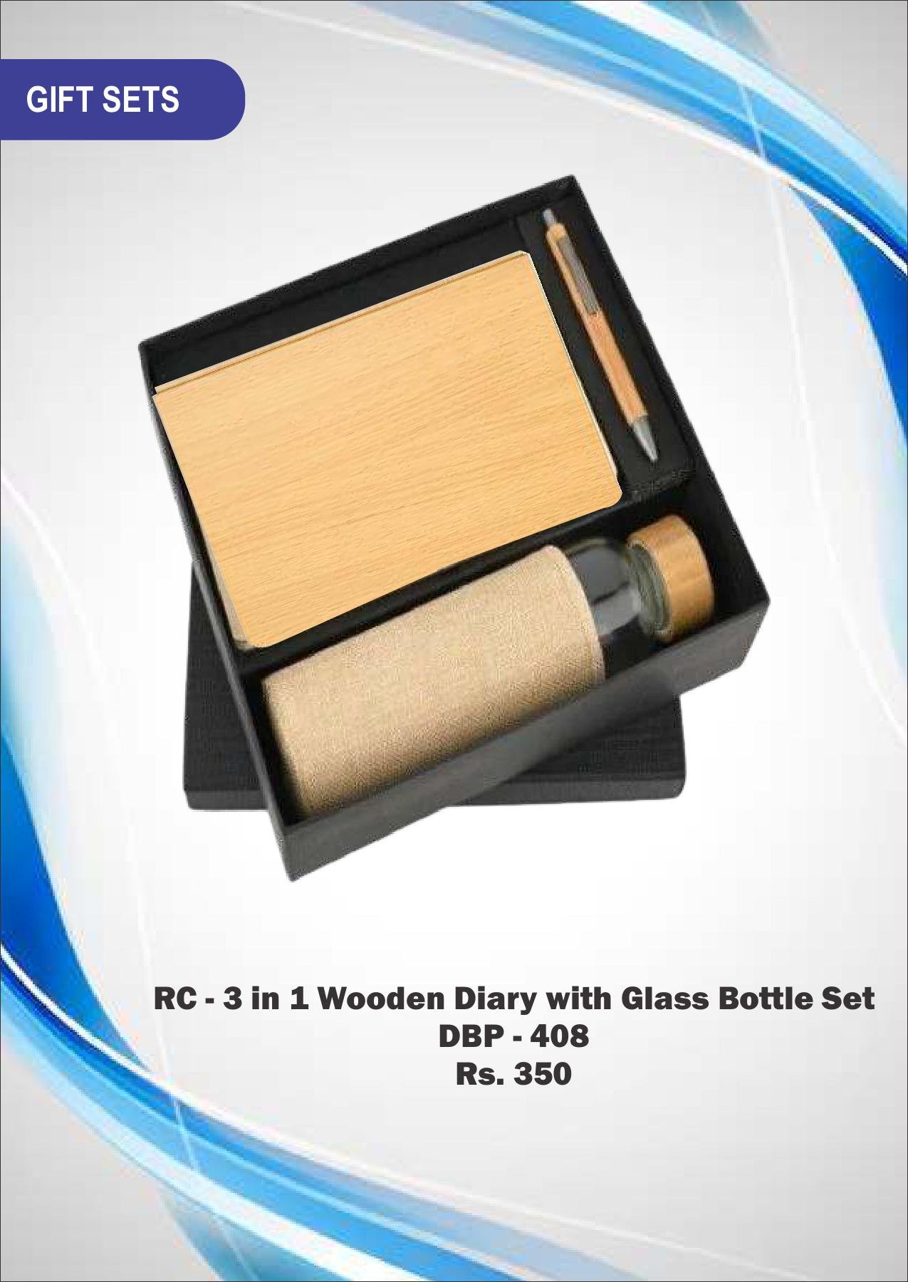 RC - 3 in 1 Wooden Diary with Glass Bottle Set DBP - 408