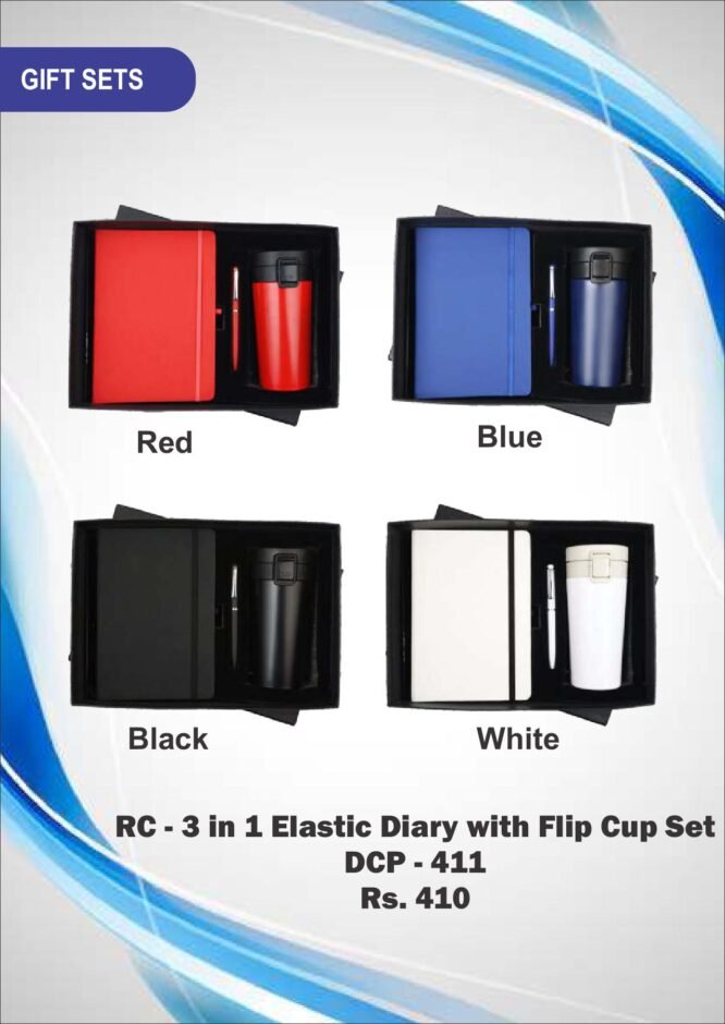 RC - 3 in 1 Elastic Diary with Flip Cup Set DCP - 411