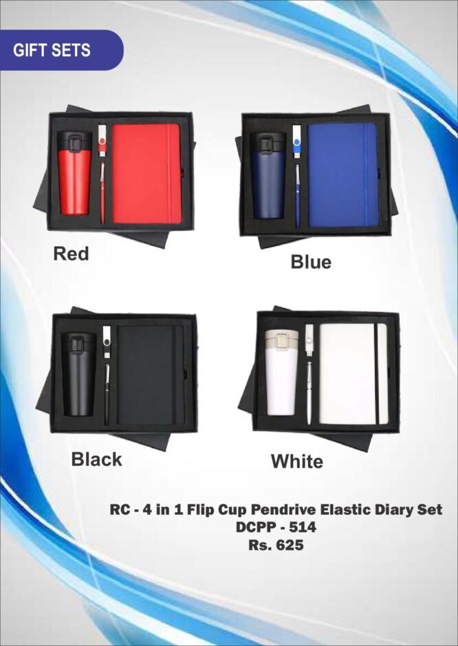 RC - 4 in 1 Flip Cup Pendrive Elastic Diary Set DCPP - 514