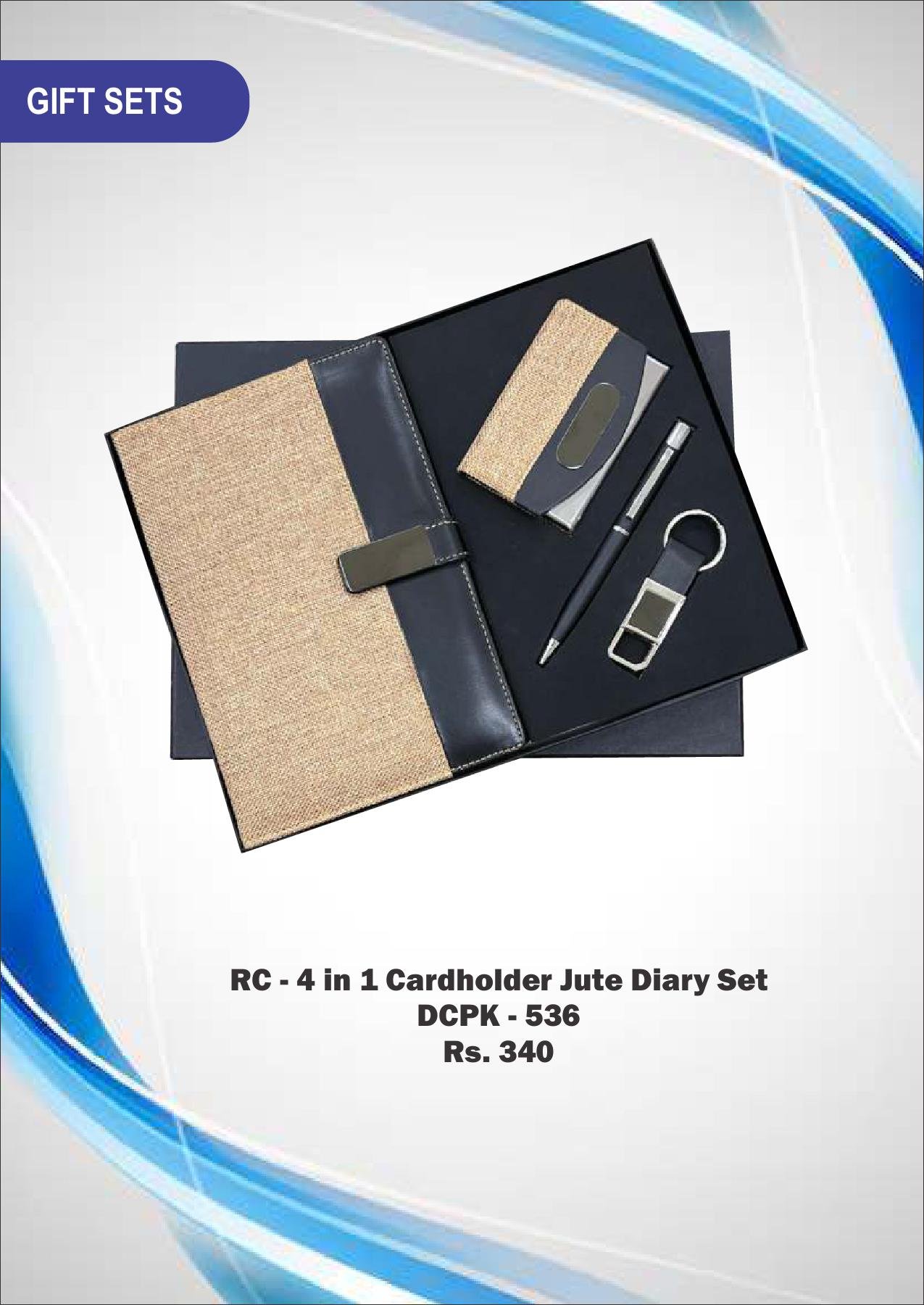 RC - 4 in 1 Cardholder Jute Diary Set DCPK - 536