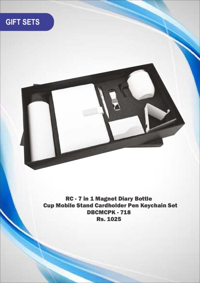 RC - 7 in 1 Magnet Diary Bottle    Cup Mobile Stand Cardholder Pen Keychain Set DBCMCPK - 718